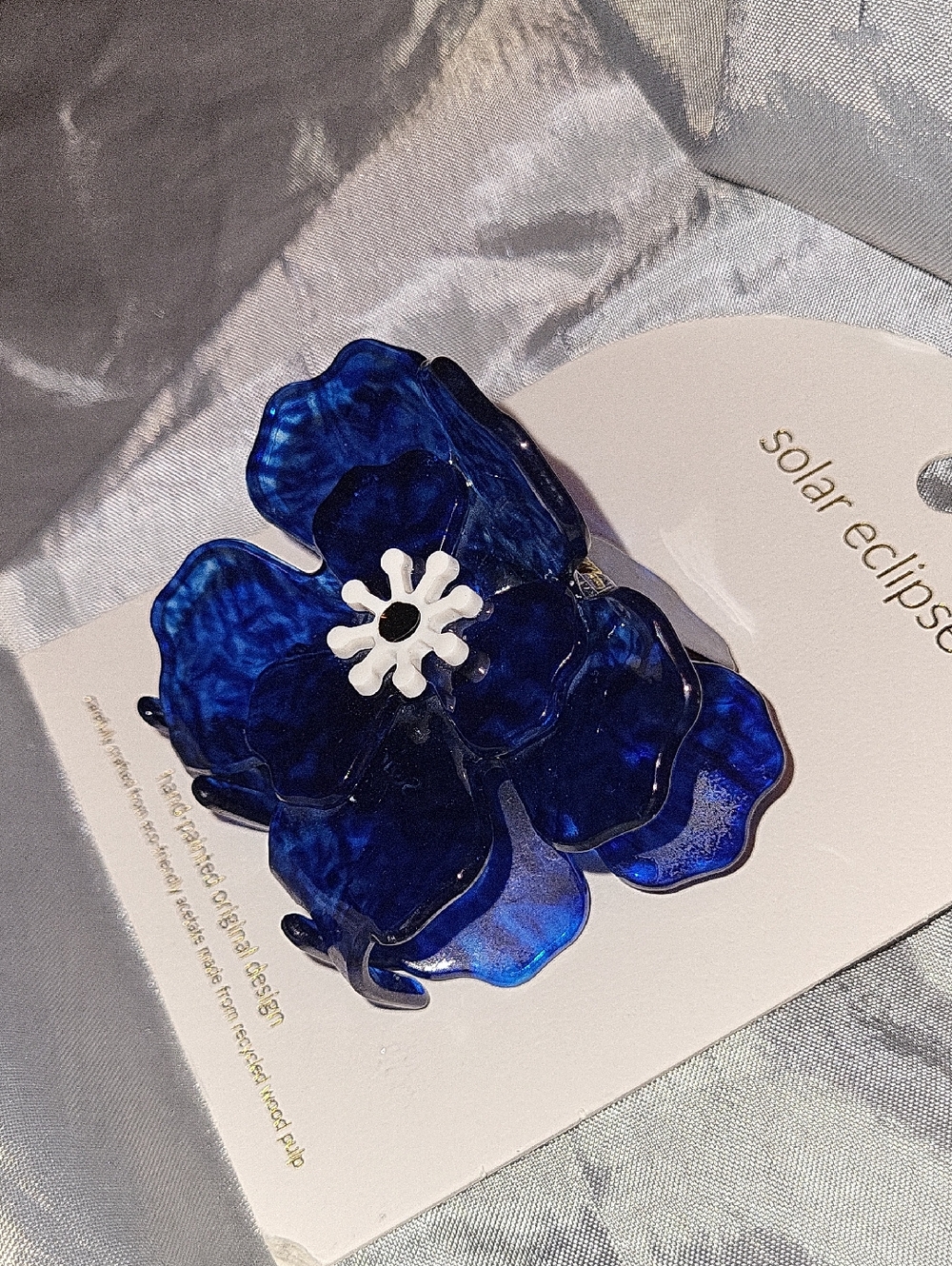 Eclipse Deep Blue Floral Acrylic Hair Clip
